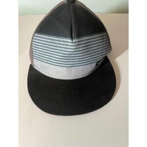 Hurley Hat Cap Snap Back Adult One size Black Gray Stripe Trucker Yupoong skate